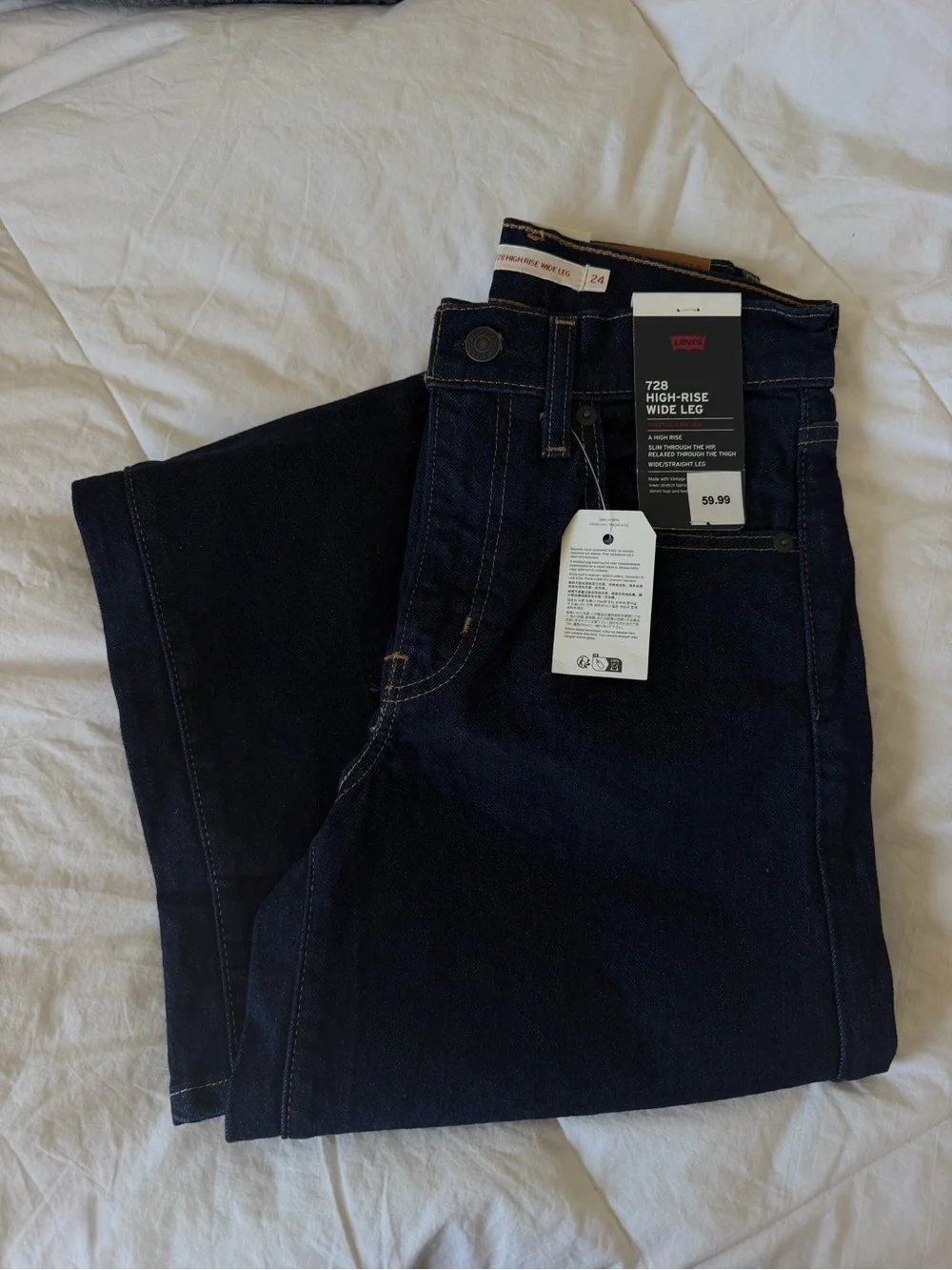 Women’s Levi 728 high-rise wide leg dark Wash navy jeans